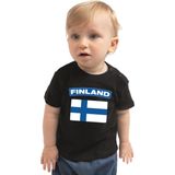 Finland baby shirt met vlag zwart jongens en meisjes - Kraamcadeau - Babykleding - Finland landen t-shirt