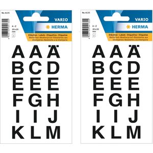 Stickervellen met 144x stuks alfabet plak letters A-Z zwart 20x20 mm