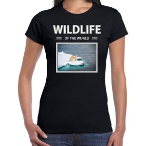 Dieren foto t-shirt IJsbeer - zwart - dames - wildlife of the world - cadeau shirt IJsberen liefhebber