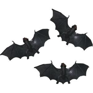 8x stuks horror griezel vleermuis zwart 11,5 cm - Plastic nep vleermuizen - Halloween thema decoratie/accessoires
