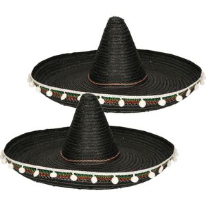 4x stuks zwarte sombrero 60 cm voor volwassenen - Carnaval verkleed hoeden