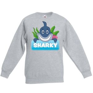 Sharky de haai sweater grijs voor kinderen - unisex - haaien trui - kinderkleding / kleding