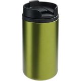 Set van 2x Thermosbekers/warmhoud bekers zwart en groen 290 ml - Isolerende drinkbekers