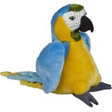 Pluche Knuffel Dieren Blauwe Macaw Papegaai Vogel van 28 cm - Speelgoed Knuffels Vogels