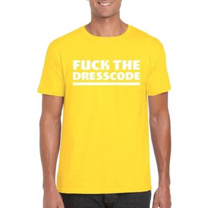 Fuck the dresscode heren shirt geel - Heren feest t-shirts