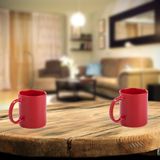 Koffie mokken/bekers - 10x - keramiek - met oor - rood - 370 ml