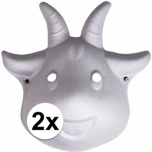 2x Papier mache geiten maskers 22 cm - DIY- zelf schilderen - Hobby/knutsel materialen