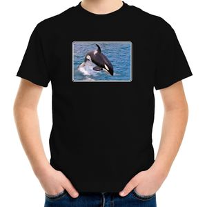 Dieren shirt met orka walvissen foto - zwart - voor kinderen - natuur / orka cadeau t-shirt