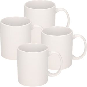 Koffiemokken Basic model - 4x - keramiek - wit - 300 ml - voor kantoor/kantine