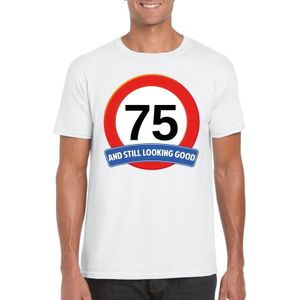 75 jaar and still looking good t-shirt wit - heren - verjaardag shirts