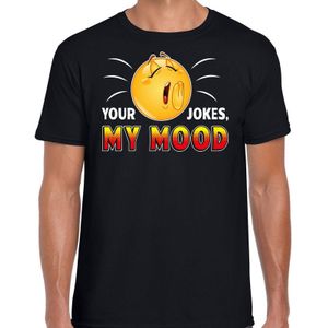 Funny emoticon t-shirt Your jokes my mood zwart voor heren -  Fun / cadeau shirt