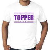 Toppers Grote maten Topper t-shirt - wit met paarse glitter letters - plus size heren