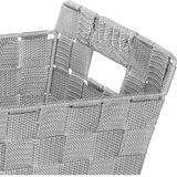 Gevlochten opbergmand rechthoek licht grijs 28 x 20,5 x 11,5 cm - Kast-/badkamer mandjes verschillende formaten