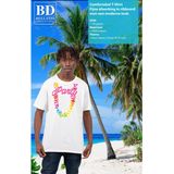 Bellatio Decorations Tropical party T-shirt voor heren - bloemenkrans - geel - carnaval/themafeest