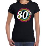 80s / eighties verkleed t-shirt zwart voor dames - discoverkleed / party shirt - Cadeau voor een disco liefhebber