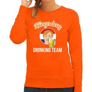 Koningsdag sweater Kingsday drinking team - oranje - dames - koningsdag outfit / kleding