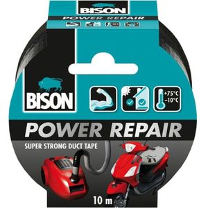 1x Bison power repair tape zwart 10 meter - klussen - universele reparatie tape - klustape