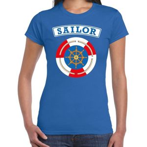 Zeeman/sailor verkleed t-shirt blauw voor dames - maritiem carnaval / feest shirt kleding / kostuum