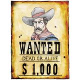 Cowboy/western decoratie bord Wanted Dead or Alive - Feest thema versiering