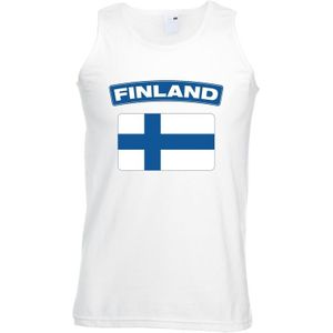Finland singlet shirt/ tanktop met Finse vlag wit heren