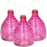 Set van 3x stuks wespenvanger/wespenval roze van glas 21 cm - Insectenvangers/insectenvallen