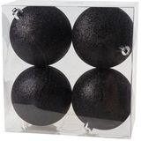 Kerstversiering set kerstballen in het zwart 6 - 8 - 10 cm pakket - 40x stuks - mat/glans/glitter mix