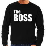 The boss sweater / trui zwart met witte letters voor heren â geschenk - bruiloft / huwelijk â fun tekst truien / grappige sweaters voor koppels