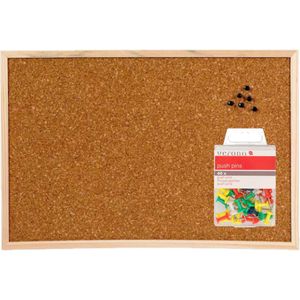 Prikbord 58 x 39 cm met 40 gekleurde punt punaises - Kantoor/thuis