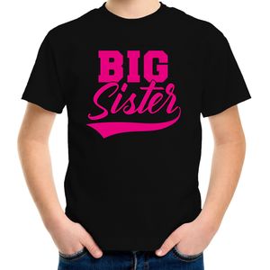 Big sister cadeau t-shirt zwart voor meisjes / kinderen - Grote zus shirt - aankondiging zwangerschap