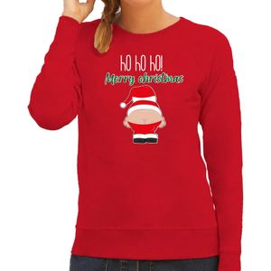 Bellatio Decorations foute kersttrui/sweater dames - Kerstman - rood - Merry Christmas