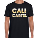 Drugscartel Cali Cartel t-shirt voor heren - zwart met gouden letters - drugskartel maffia / gangster verkleedshirt / outfit