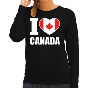 I love Canada supporter sweater / trui voor dames - zwart - Canada landen truien - Canadese fan kleding dames