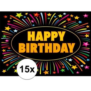 15x Verjaardagskaart happy birthday - 21 x 14,8 cm - wenskaarten