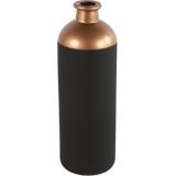 Countryfield Bloemen/Deco vaas - 2x - zwart/koper - glas - D11 x H33 cm