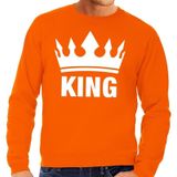 Oranje King kroon grote maten sweatshirt heren - Oranje Koningsdag/ Holland supporter kleding