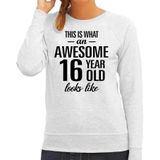 Awesome 16 year - geweldige 16 jaar cadeau sweater grijs dames -  Verjaardag cadeau trui