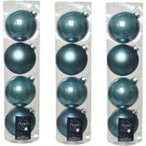 12x stuks kerstballen ijsblauw (blue dawn) van glas 10 cm - mat/glans - Kerstversiering/boomversiering