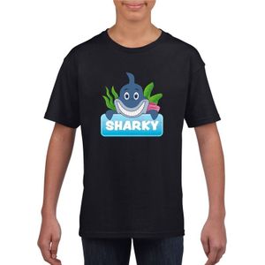 Sharky de haai t-shirt zwart voor kinderen - unisex - haaien shirt - kinderkleding / kleding