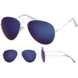 Politiebril wit met blauwe glazen voor volwassenen - Politie/agent zonnebrillen dames/heren