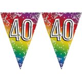 3x stuks vlaggenlijn 40 jaar versiering vlaggetjes slinger 6 meter - Glitter folie - Binnen/buiten gebruik