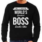 Worlds greatest boss cadeau sweater zwart voor heren - verjaardag kado trui voor een werkgever / baas / directeur