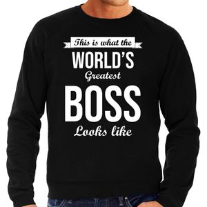 Worlds greatest boss cadeau sweater zwart voor heren - verjaardag kado trui voor een werkgever / baas / directeur