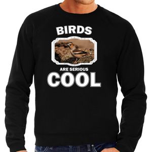 Dieren vogels sweater zwart heren - birds are serious cool trui - cadeau sweater appelvink vogel/ vogels liefhebber