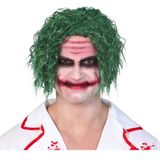 Groene horror clown verkleed pruik the Joker voor volwassenen - Halloween clownspruik voor heren