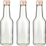 Set van 20x stuks 1x kleine glazen flesjes met schroefdop van 200 ml - Bruiloft/huwelijk/Geboorte bedankjes