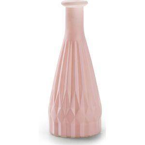 Jodeco Bloemenvaas Patty - mat roze - glas - D8,5 x H21 cm - fles vaas