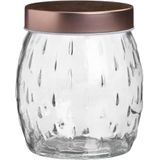 Urban Living Voorraadpot/bewaarpot Beau - 2x - 1L - glas - koperen deksel - D13 x H13 cm