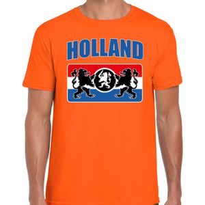 Oranje fan t-shirt voor heren - Holland met een Nederlands wapen - Nederland supporter - EK/ WK shirt / outfit
