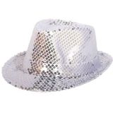 Folat Verkleedkleding set hoed/stropdas/bretels zilver glitter volwassenen