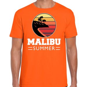 Malibu zomer t-shirt / shirt Malibu summer voor heren - oranje - beach party outfit / vakantie kleding / strand feest shirt